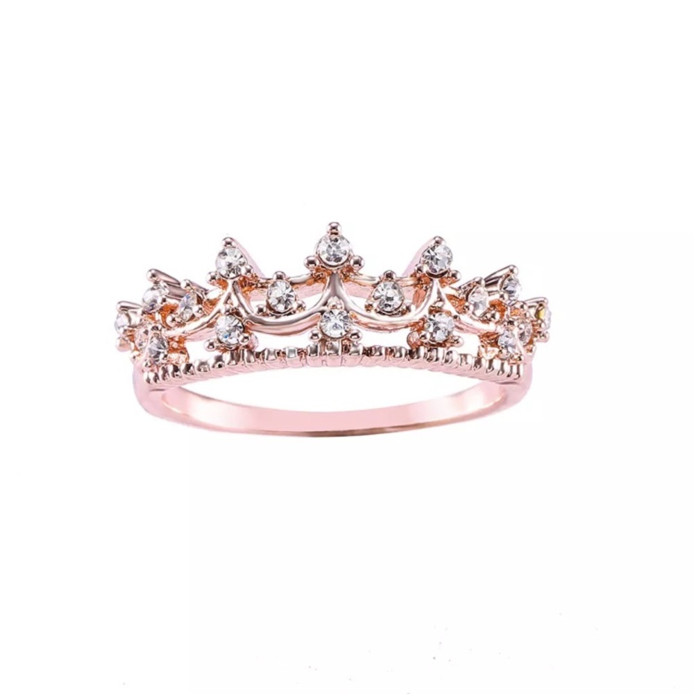 Exquisite Women Rose Gold Crown Ring